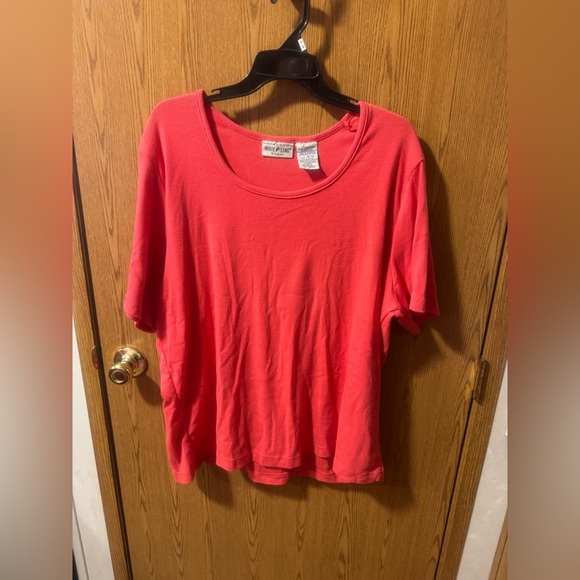 Women’s Size 26W/28W White Stag Stretch Red Ribbed T-Shirt - Picture 1 of 3